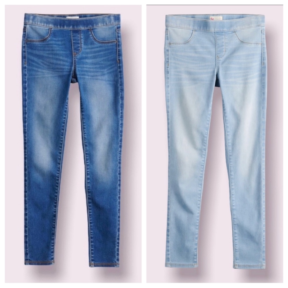 Bundle of SO Girls Pull on Blue Light Wash and Blue Medium Wash jeggings size 14